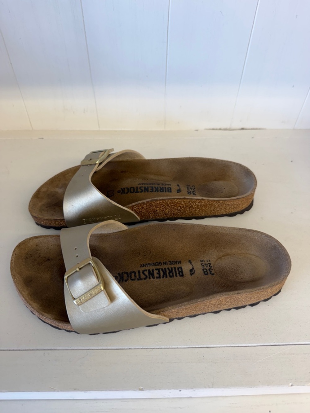Birkenstock Single-Strap Metallic Gold Slide - Picture 3 of 5